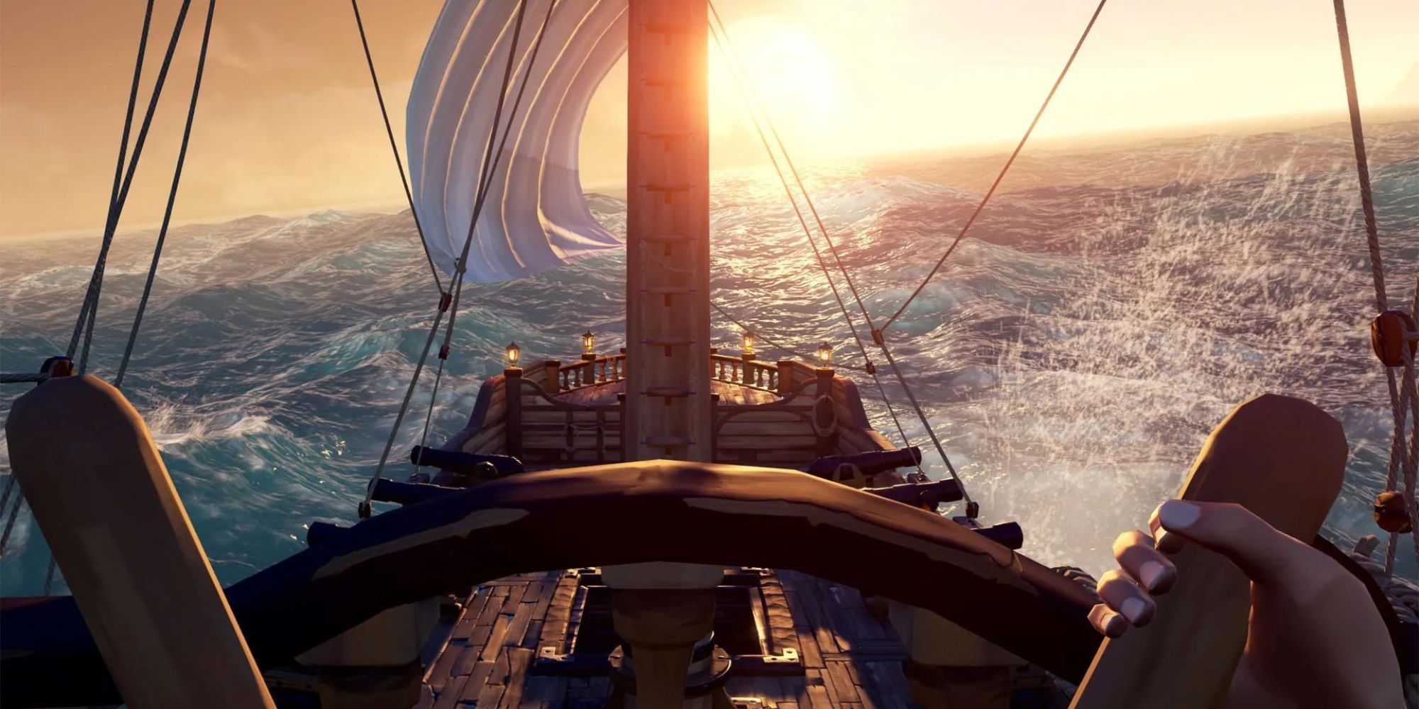 At The Helm Of The Ship In Sea Of Thieves