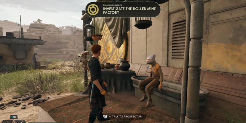 Cal speaks to a Prospector in Star Wars Jedi: Survivor