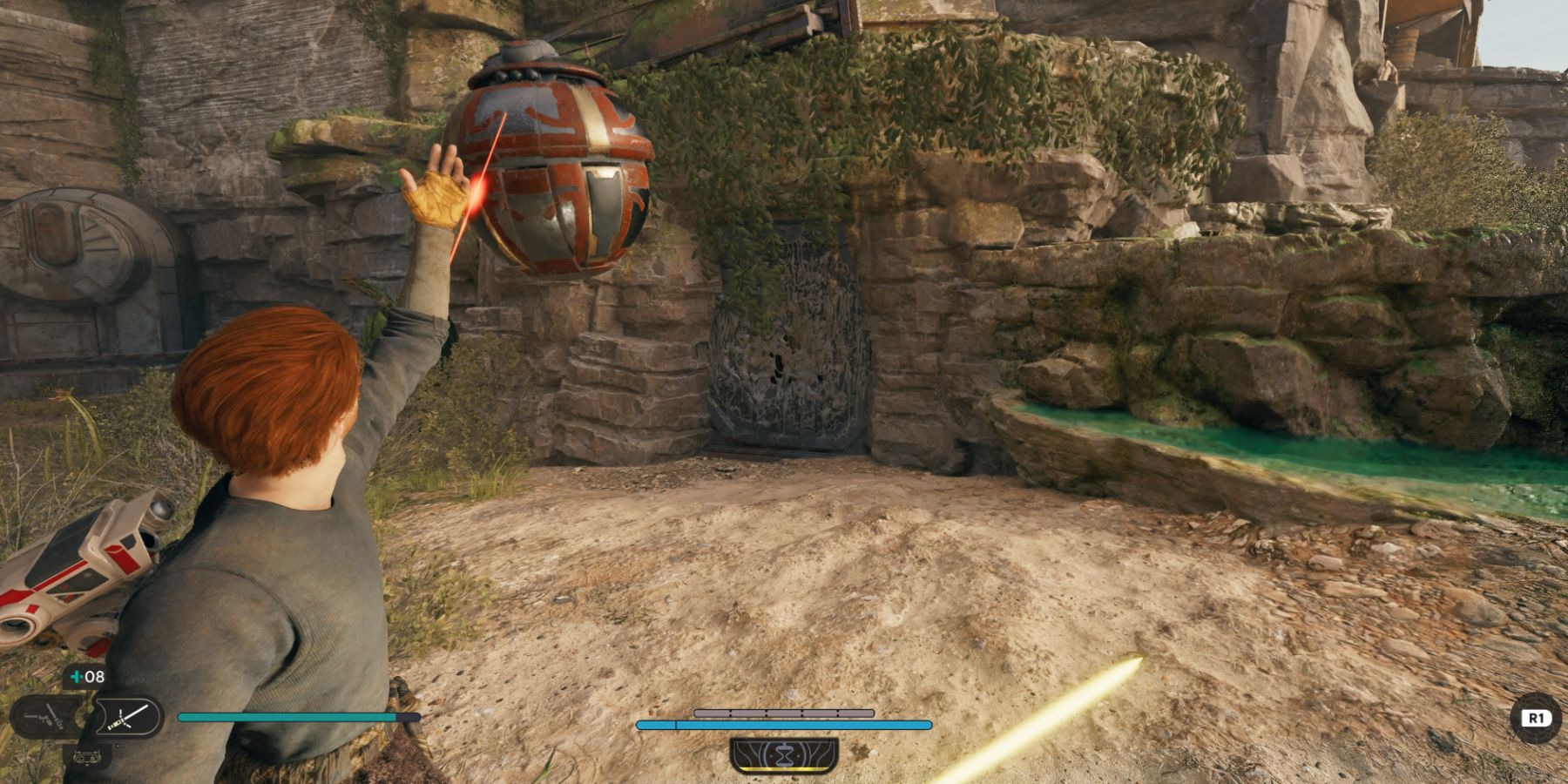 Cal levitates a Roller Mine in Star Wars Jedi: Survivor
