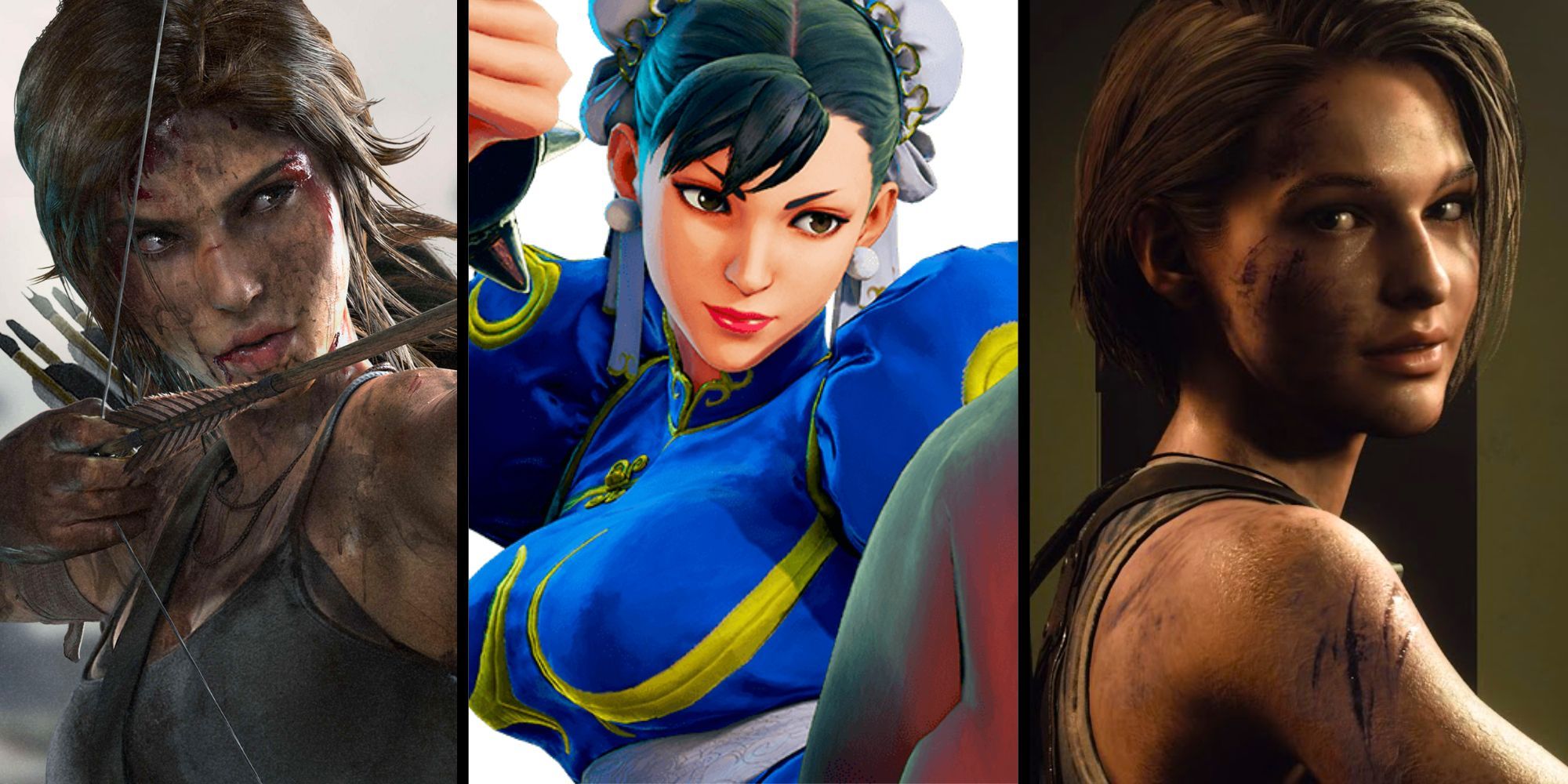 Lara Croft from Tomb Raider, Chun-Li from Street Fighter, and Jill Valentine from Resident Evil