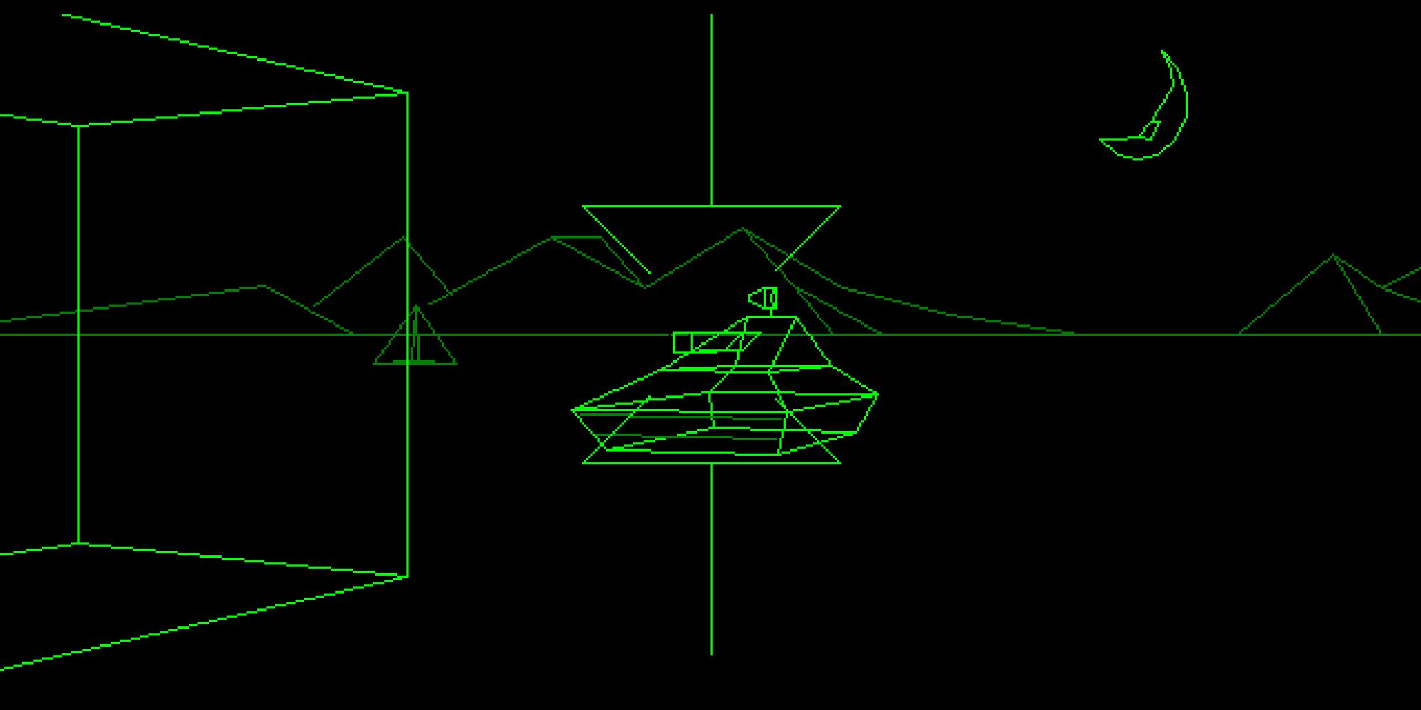 Green and black basic line graphics showing crosshairs aiming at a tank. 