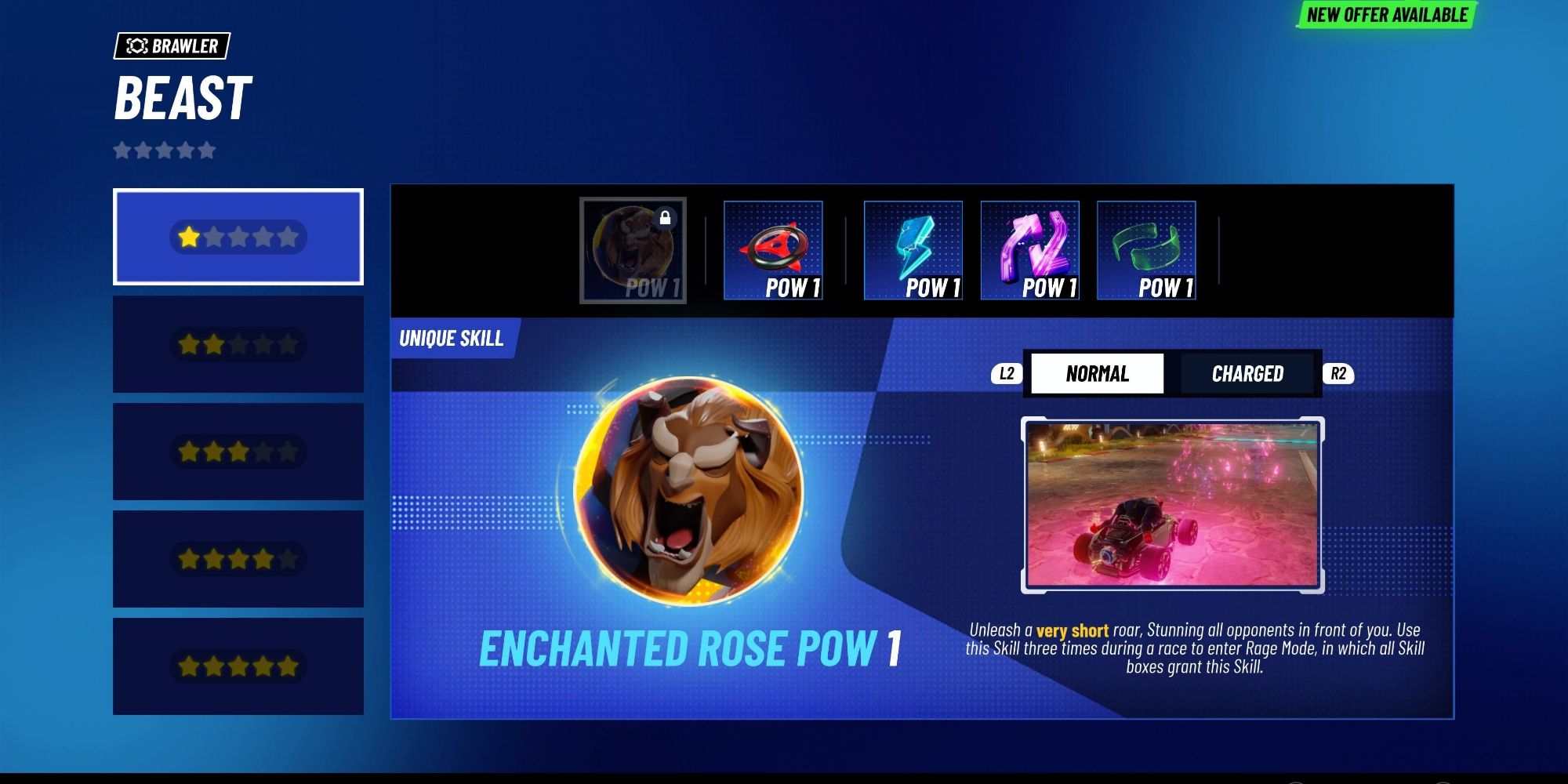 A summary of Beast's unique skill Enchanted Rose in Disney Speedstorm