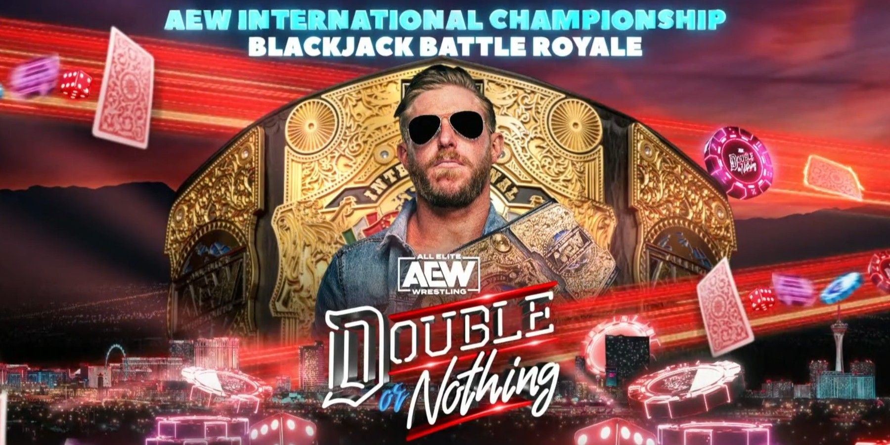 Orange Cassidy AEW International Championship Blackjack Battle Royale graphic at AEW Double or Nothing 2023