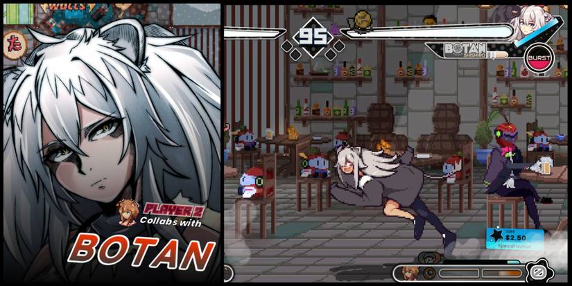 The Idol Showdown character Botan alongside her in-game likeness