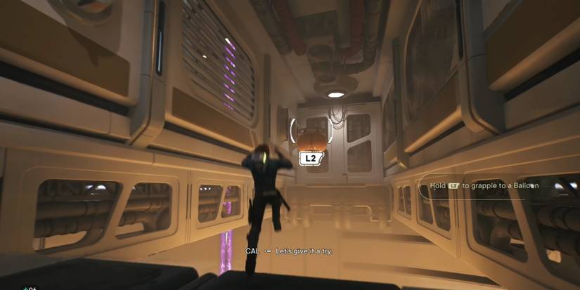 Cal grapples to a yellow balloon in Star Wars Jedi: Survivor
