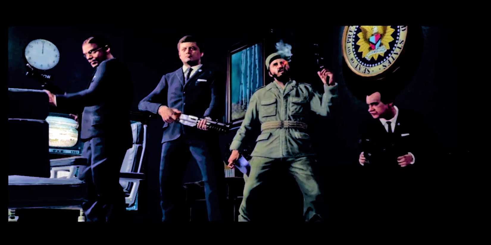 Call Of Duty Black Ops, JFK, Nixon holding guns