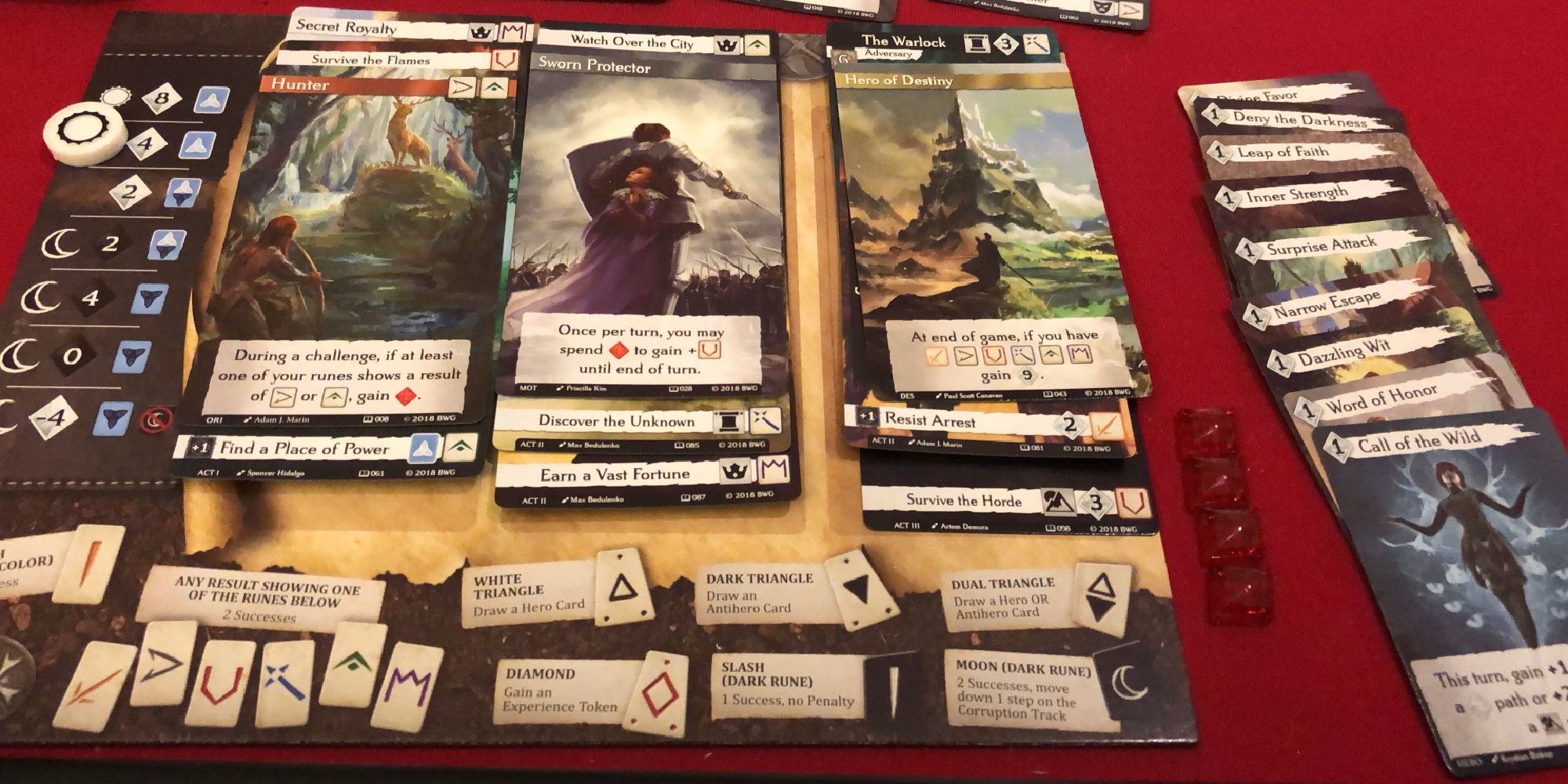 Example of the cards players can use during Call to Adventure.