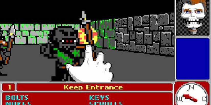 Fighting an enemy in Catacomb 3-D