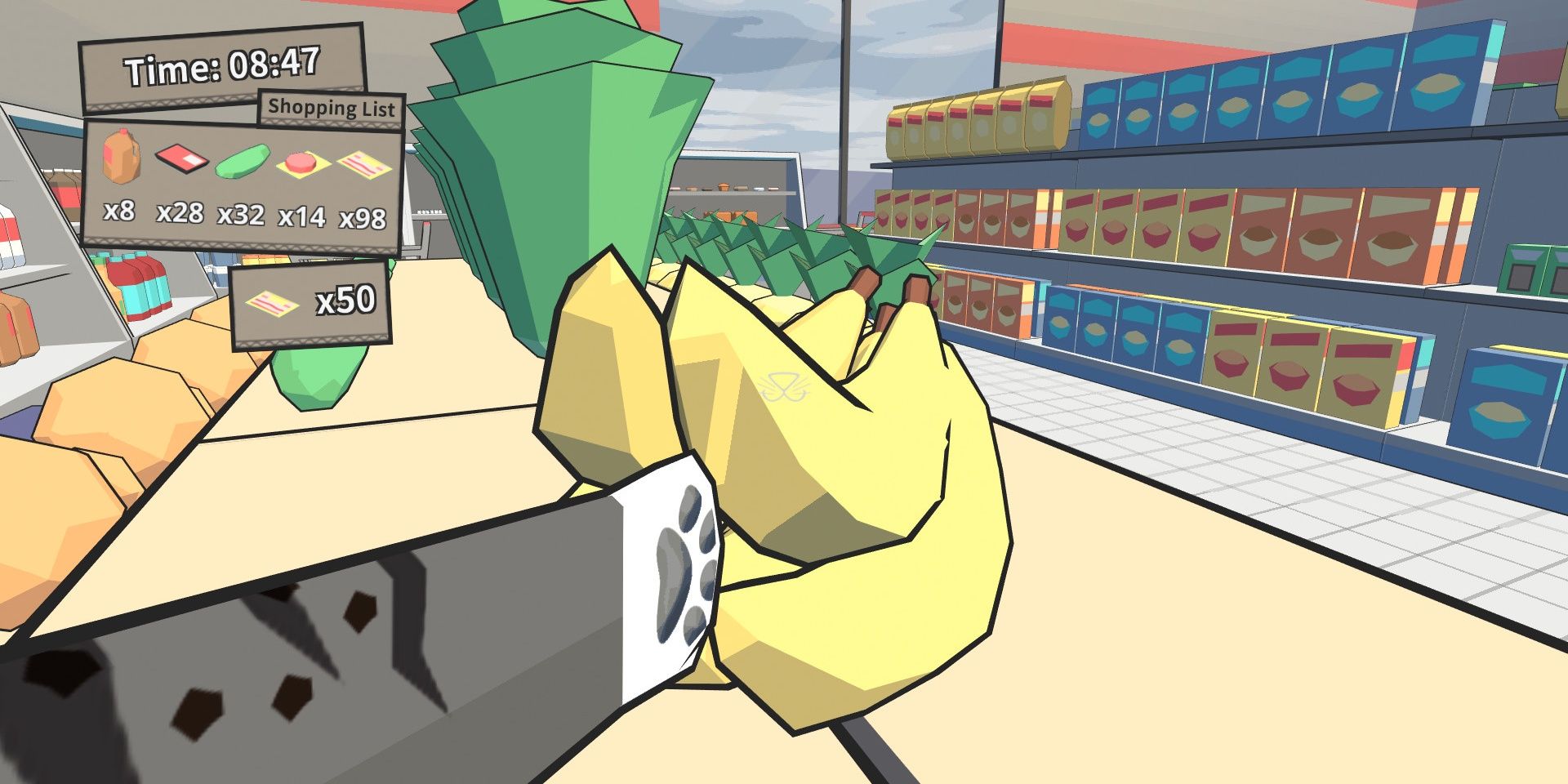 Catlateral Damage cat pawing bananas