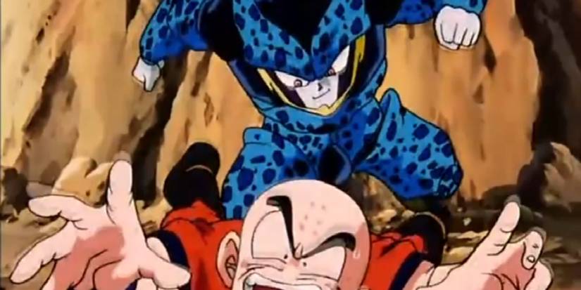Cell Junior beats Krillin in Dragon Ball Z