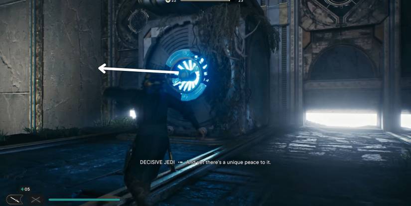 image showing the first step of solving the chamber of detachment puzzle in star wars jedi survivor.