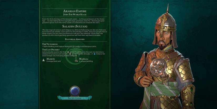Civilization 6 Gui Civilization 6: Sultan Saladin Leader Guide