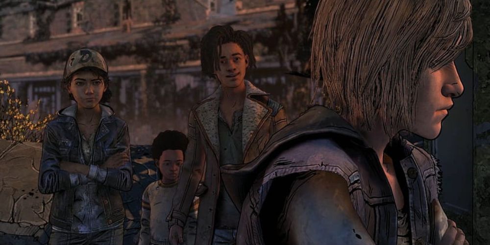 clementine aj louis and violet from the walking dead game season 4