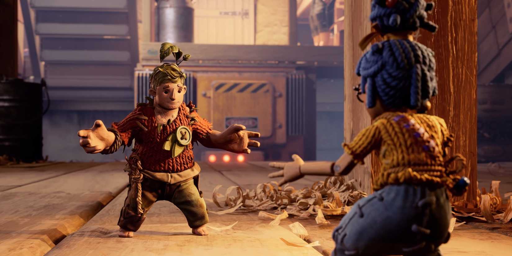 Cody looking at May in It Takes Two