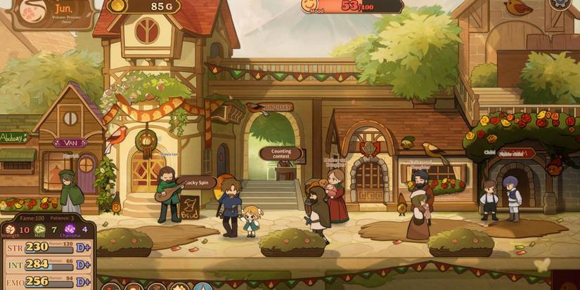 Player and daughter in the town center on Birdie Festival