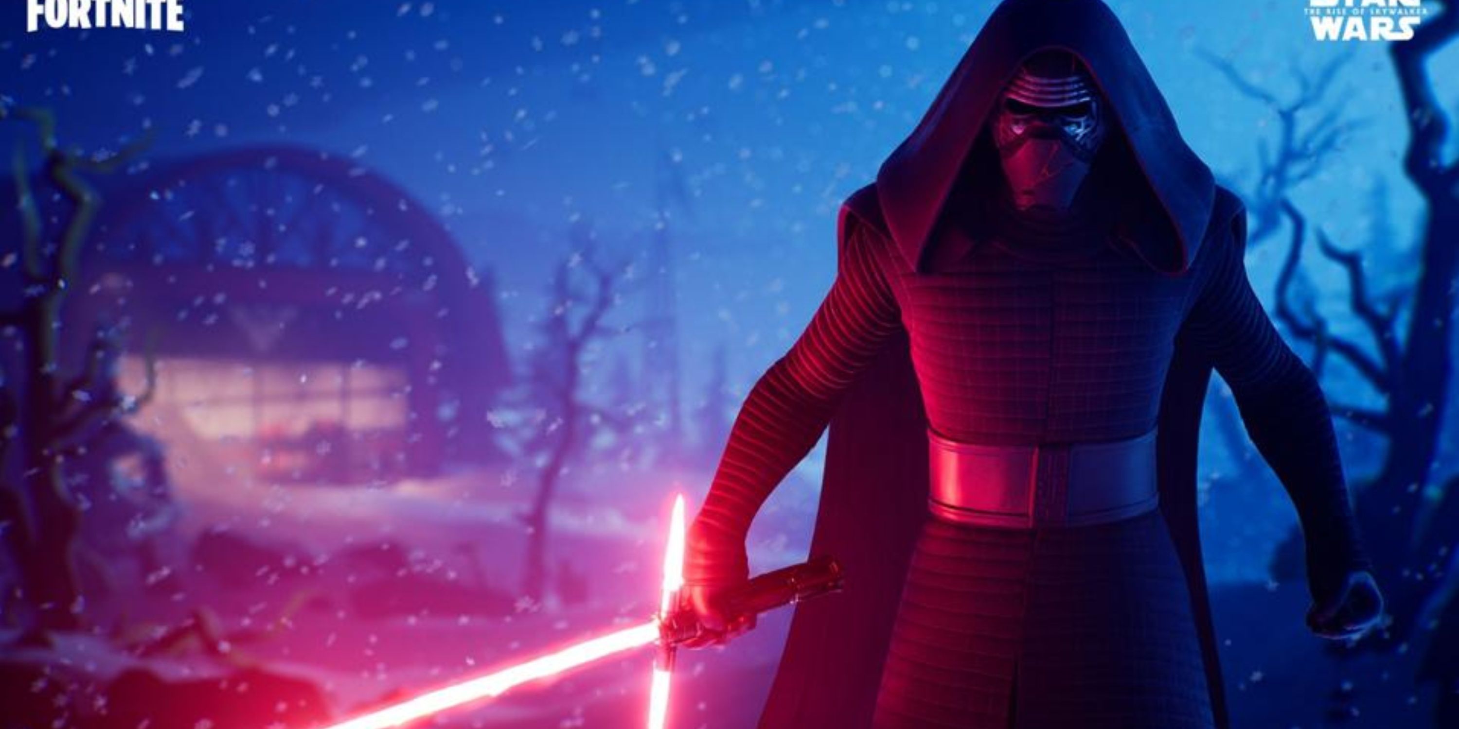 kylo ren with his lightsaber in Fortnite 