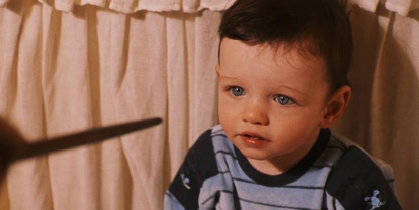 Voldemort prepares to kill Harry Potter with his wand in Harry Potter and the Sorcerer's Stone.