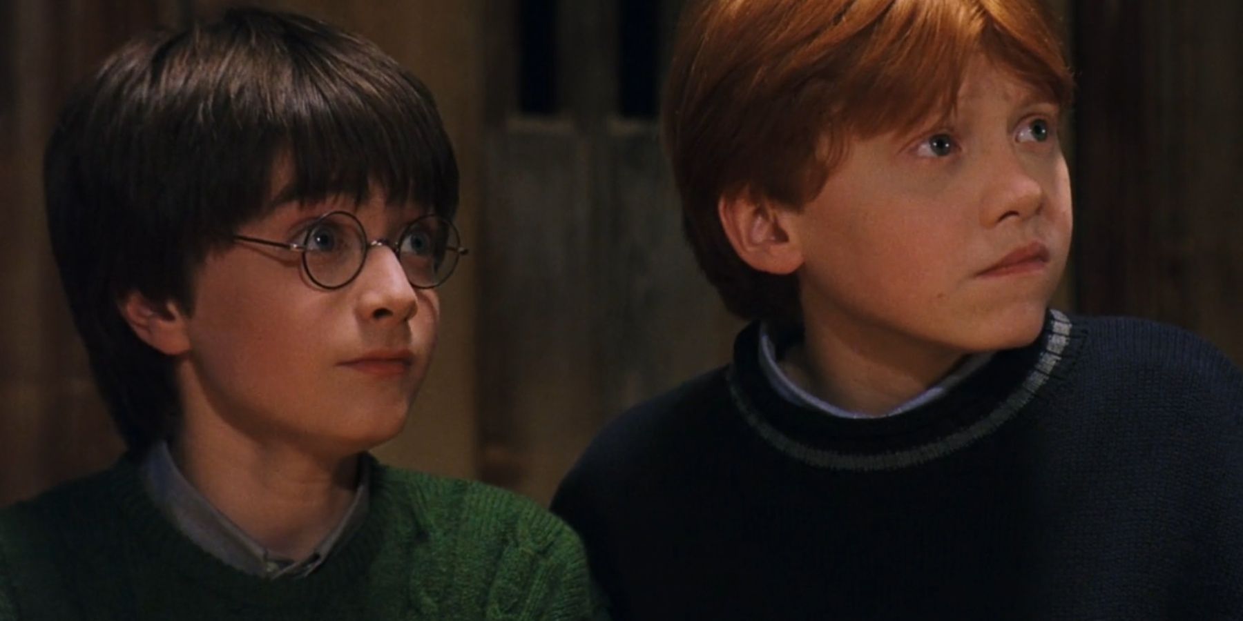 Harry Potter and Ron Weasley in Harry Potter and the Philosopher's Stone.