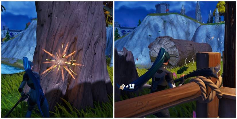 knocking down a timber pine tree fortnite