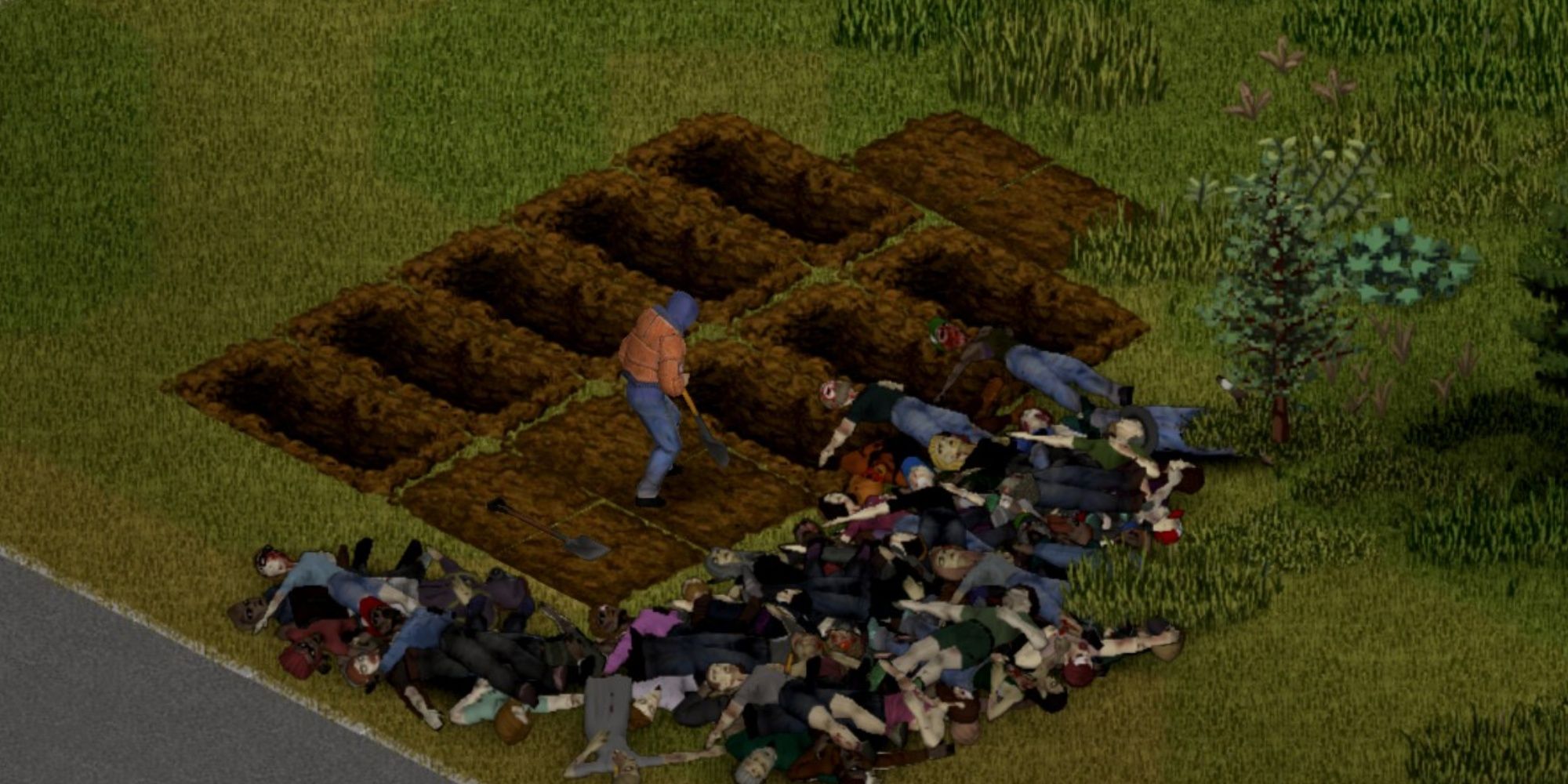 Player burying zombies