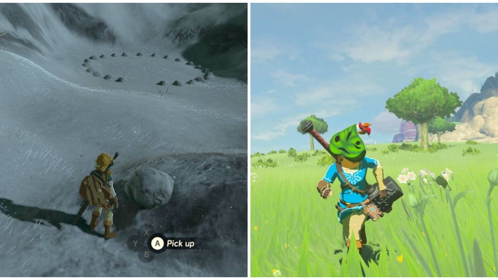 solving korok puzzles and looking for creatures with korok mask on
