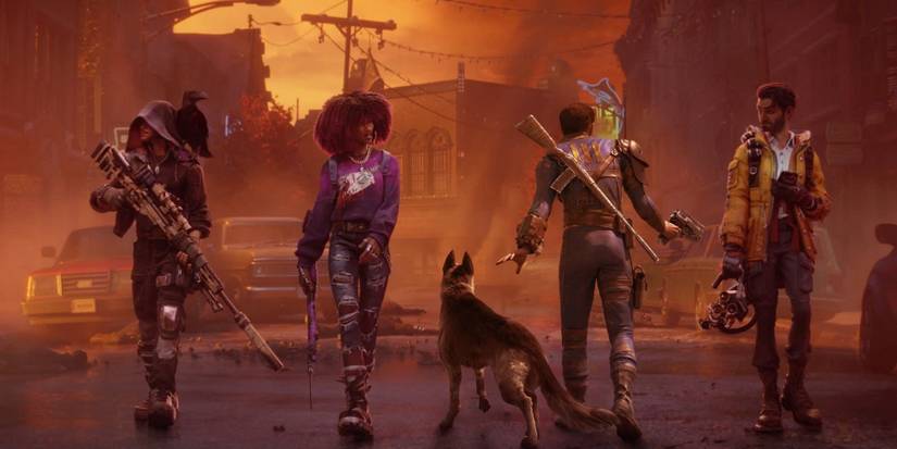 all characters in red fall standing by each other