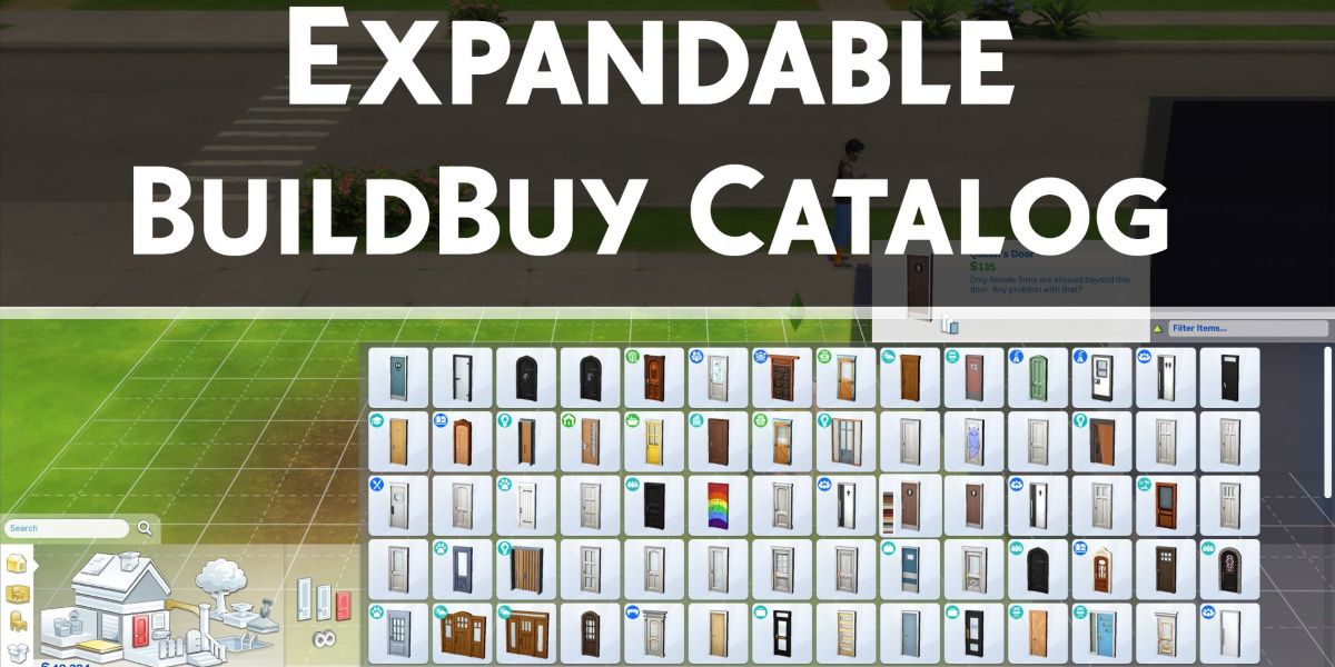 TwistedMexi's Expanded BuildBuy Catalog mod showing expanded rows in the game