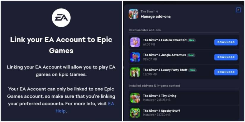 linking ea account to get sims 4 packs