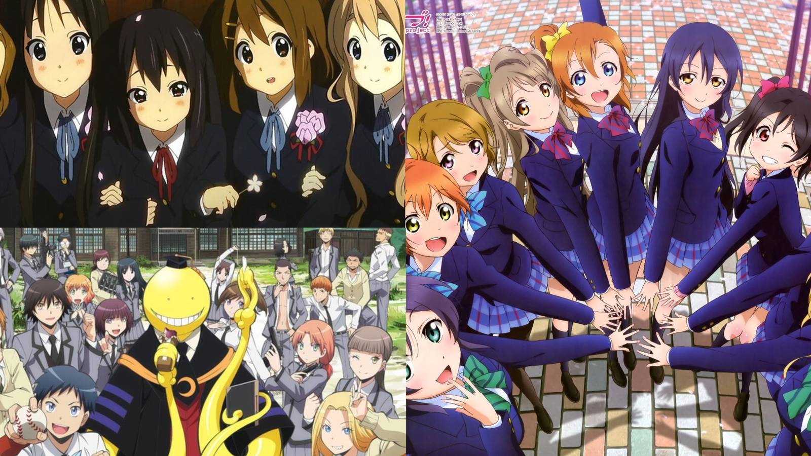 K-on, Assassination Classroom,  Love Live! School Idol Project