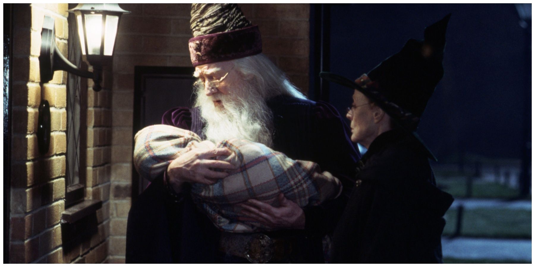 Richard Harris as Albus Dumbledore. Maggie Smith as Minverva McGonagall