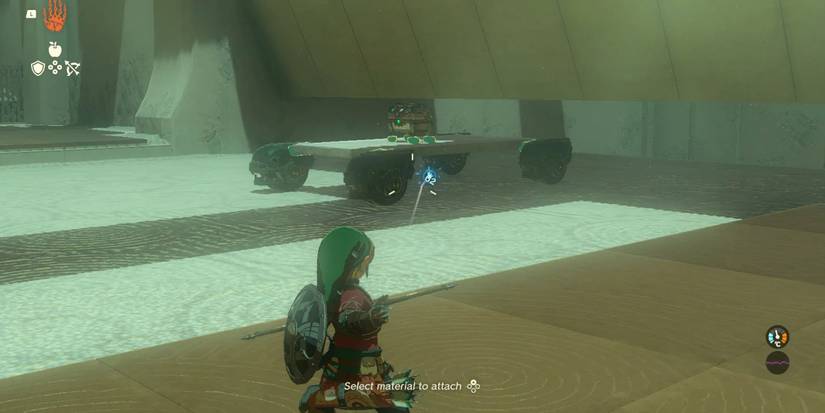 Zonai car device with a treasure chest on top in the Susuyai Shrine in Tears of the Kingdom