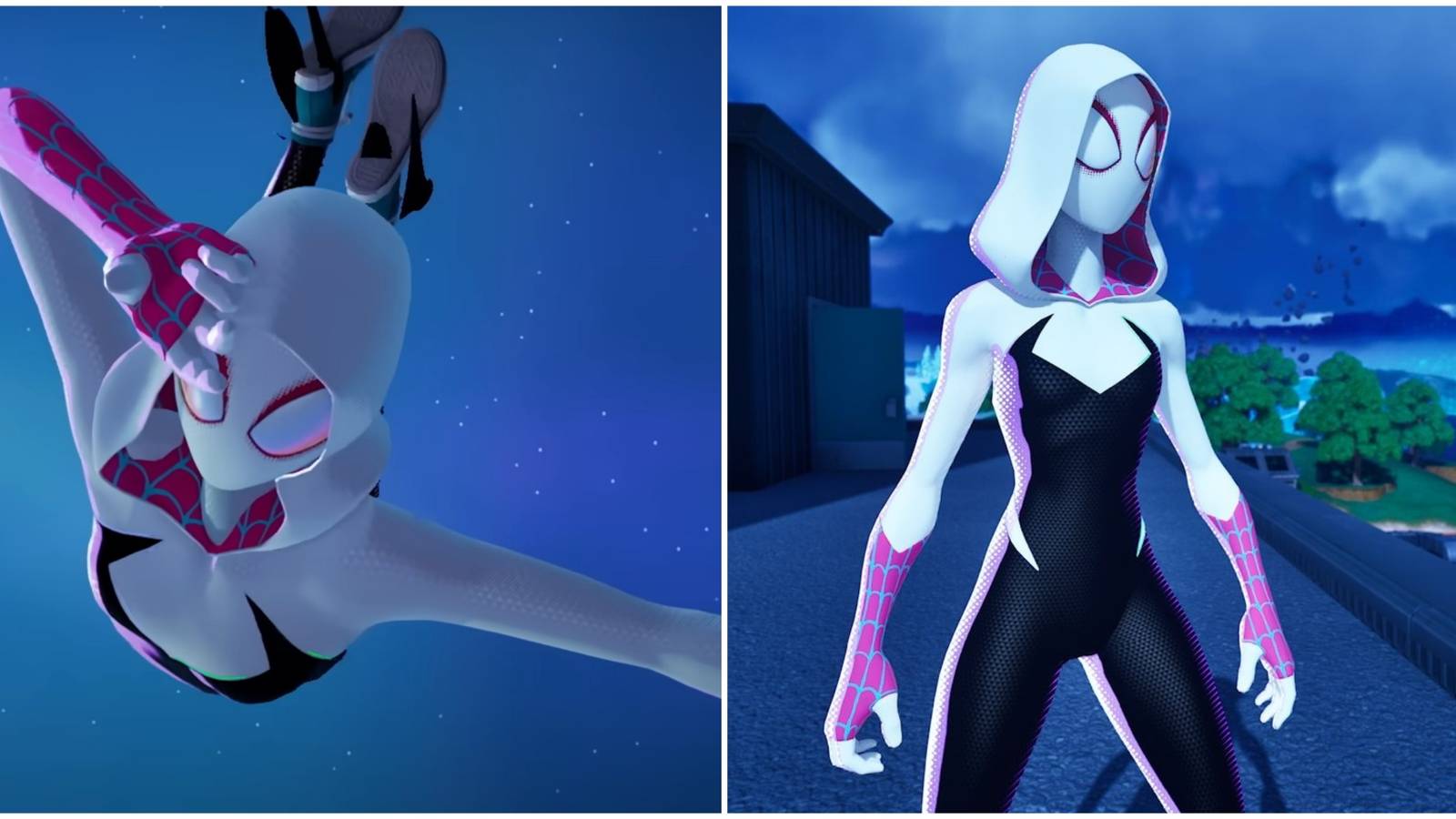 finding spider-gwen in fortnite and trailer shot