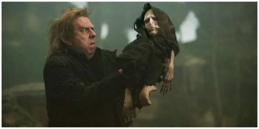 Timothy Sprawl as Peter Pettigrew. Ralph Fiennes as Lord Voldemort.