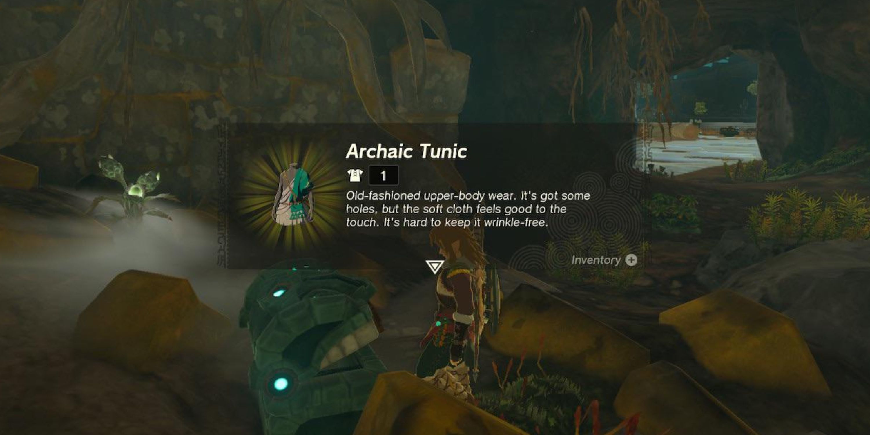 The Archaic Tunic lies within the Pondside cave