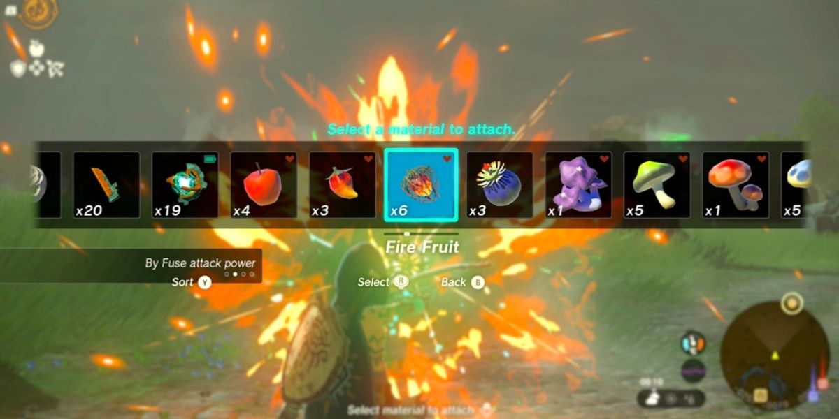 Link shoots a Fire Fruit Arrow in Tears of the Kingdom