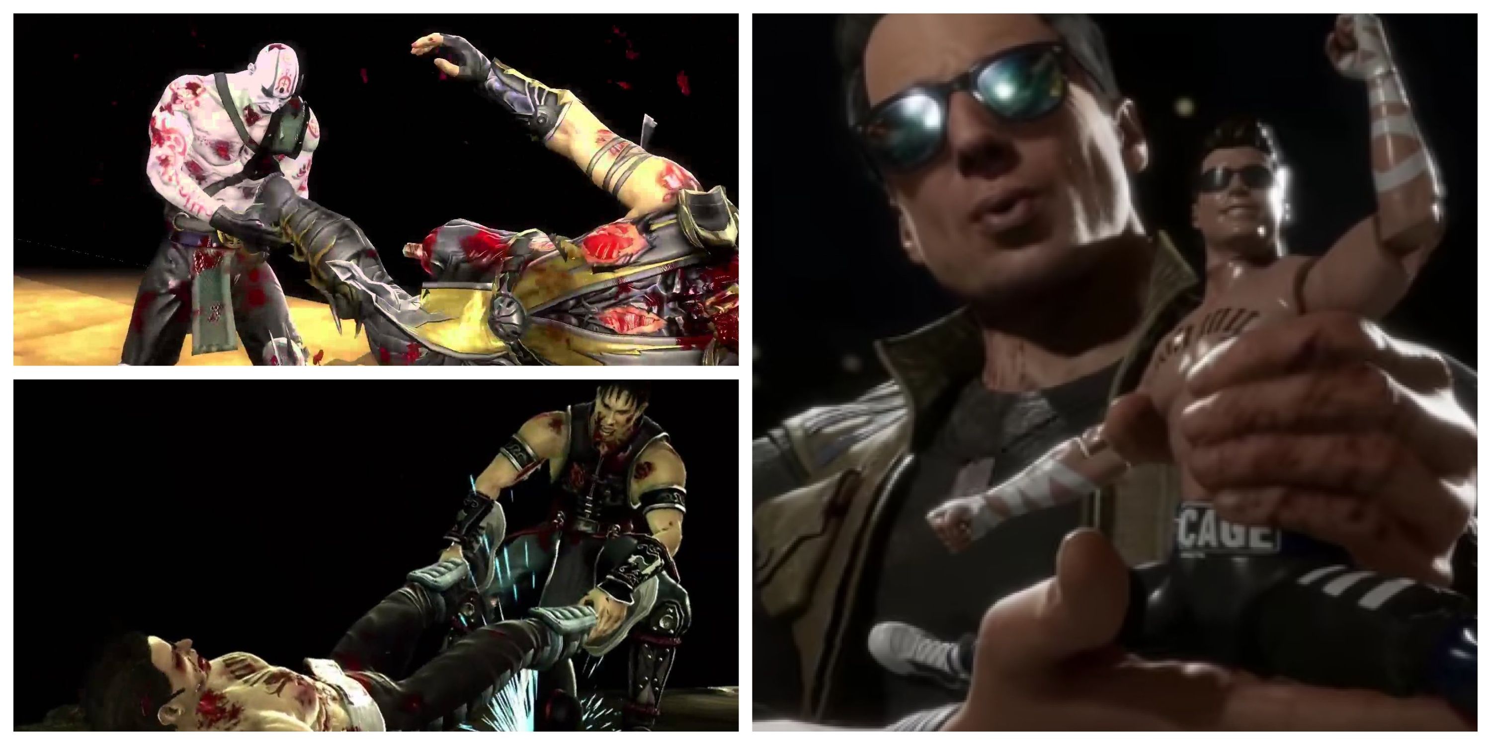 quan chi fatality, kung lao fatality, johnny cage nut shot 