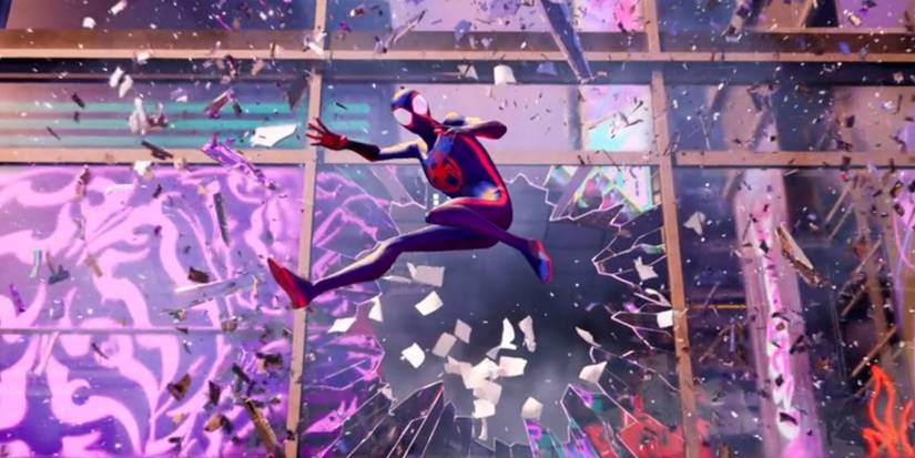 miles morales in the trailer in mega city