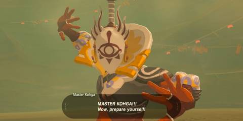 Link about to fight Master Kohga in Breath of the Wild