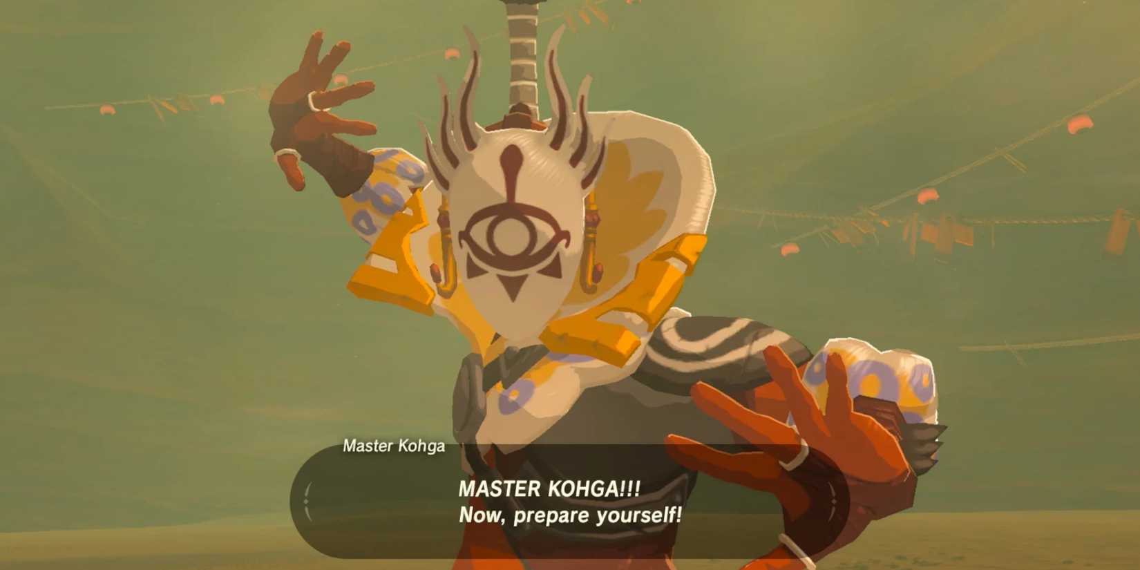 Link about to fight Master Kohga in Breath of the Wild