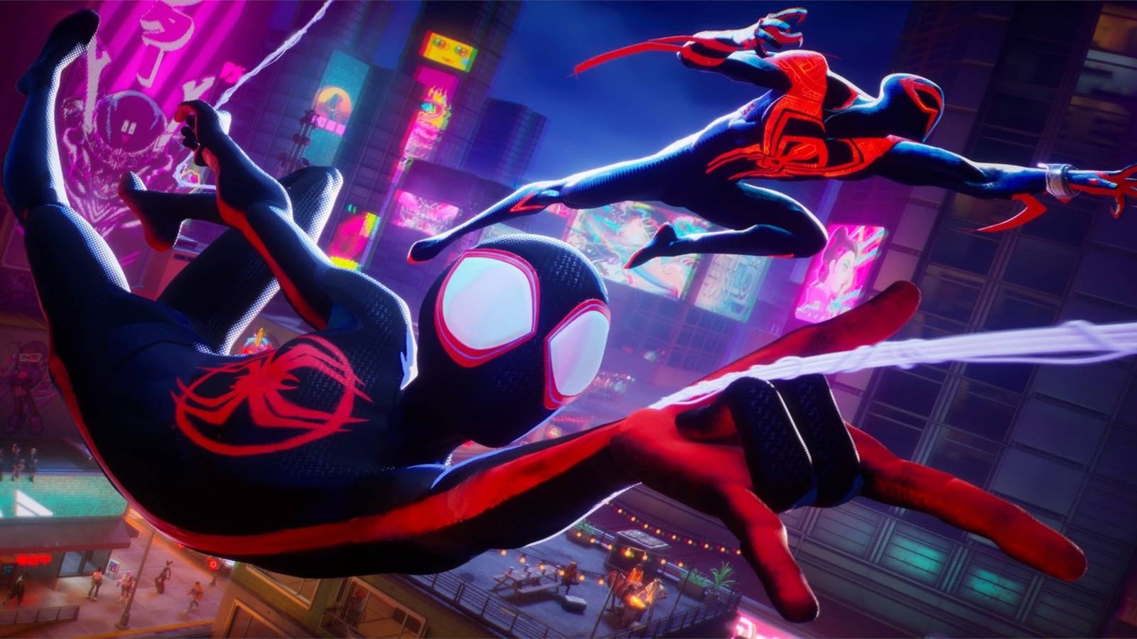 miles morales and spiderman 2099 skins in fortnite loading screen