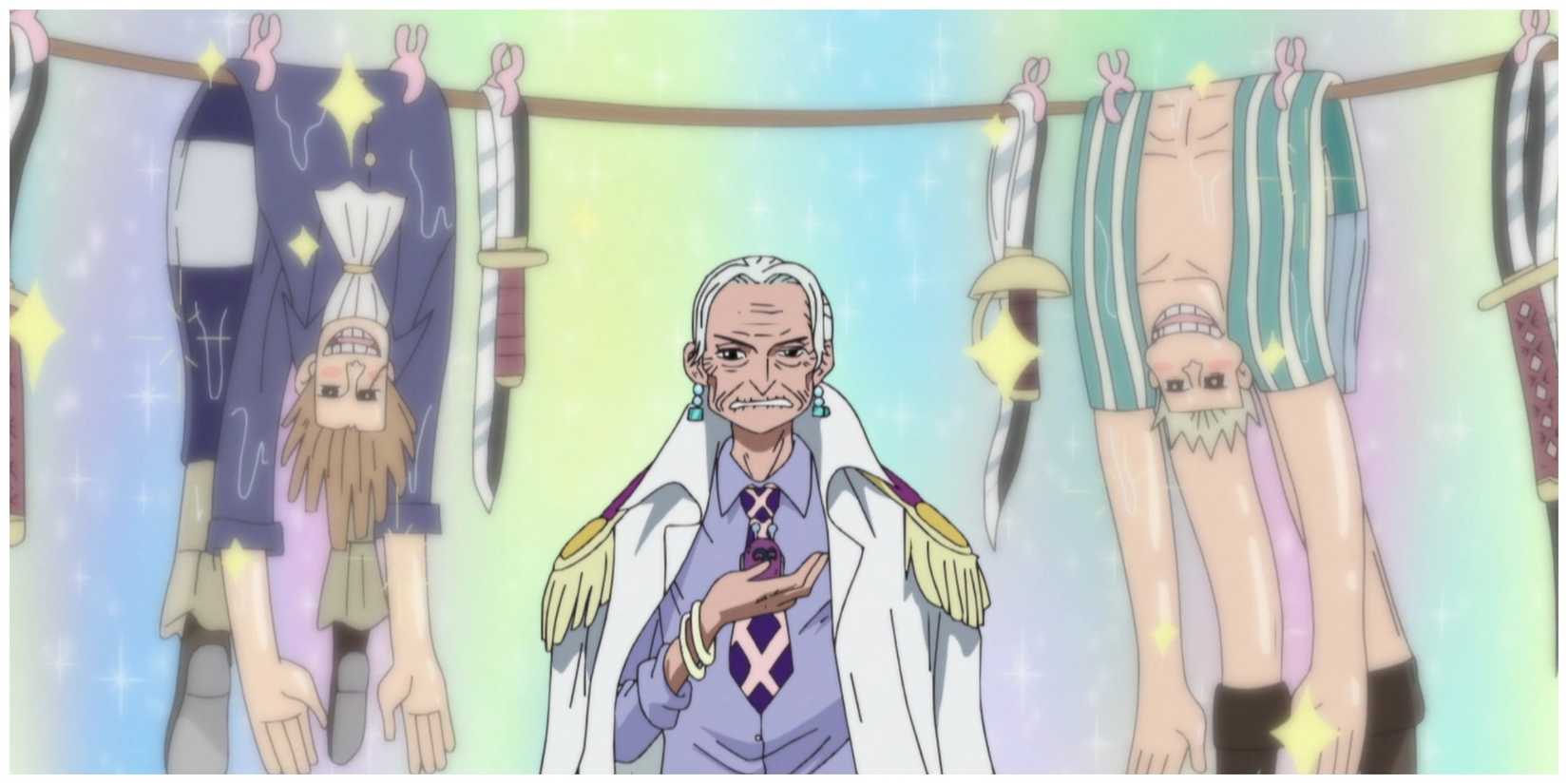 Vice Admiral Tsuru Hanging Several Pirates Out To Dry In One Piece