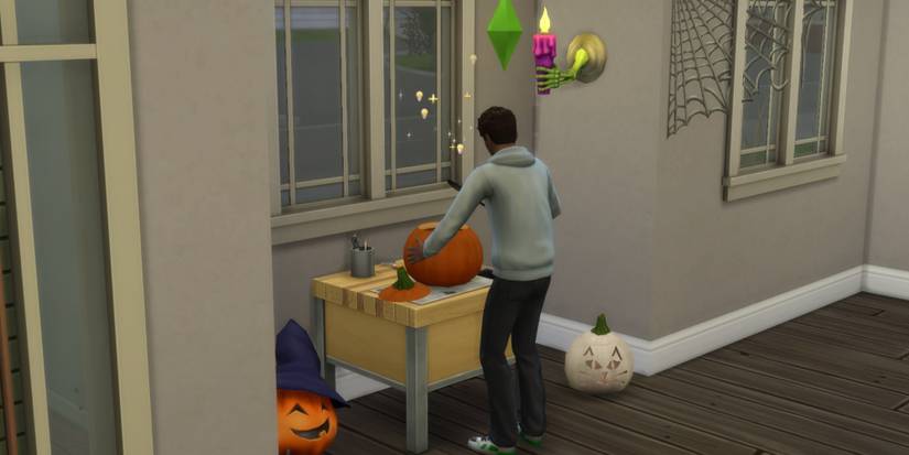 sim carving pumpkins