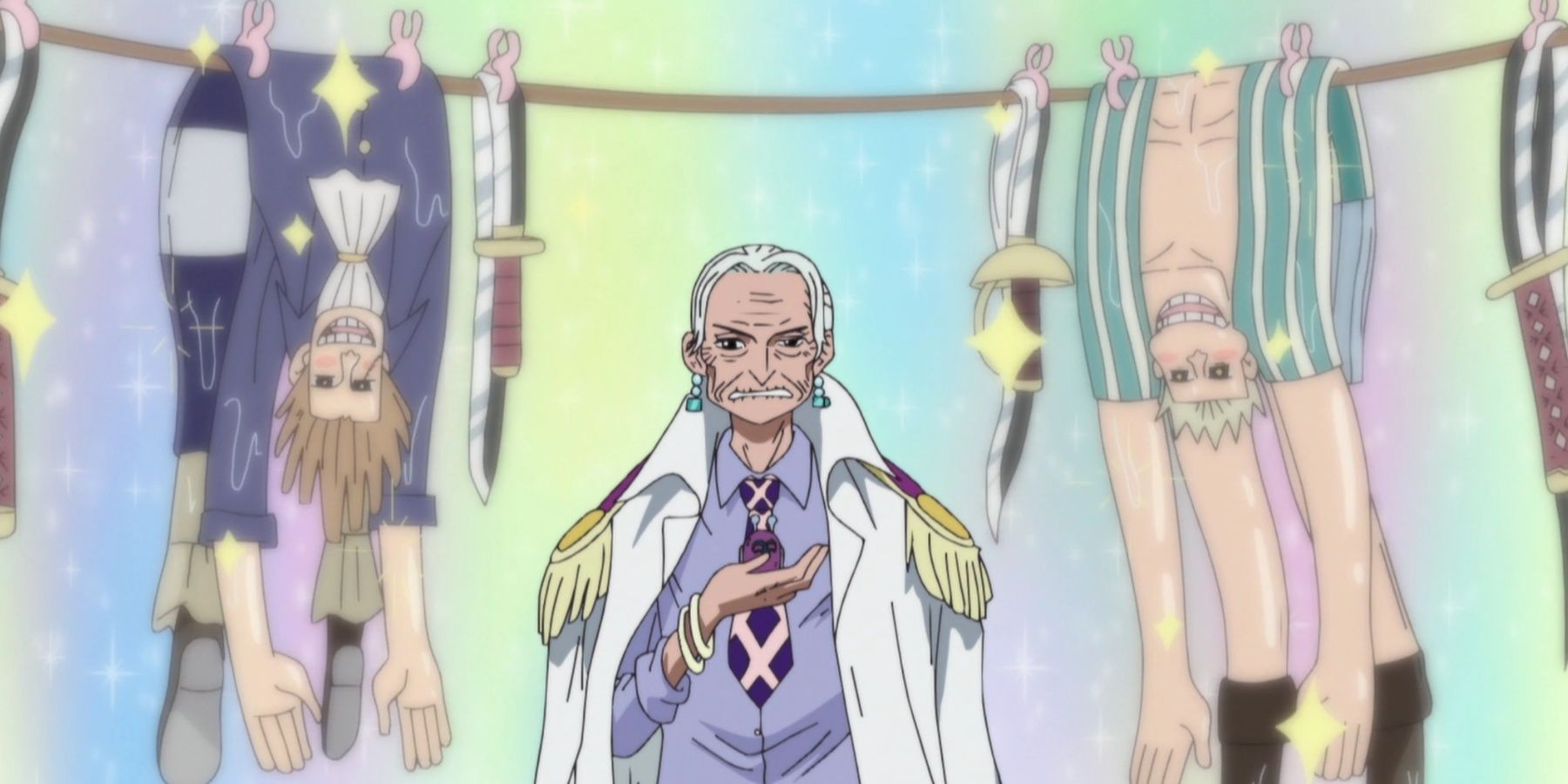 Vice Admiral Tsuru Hanging Several Pirates Out To Dry In One Piece