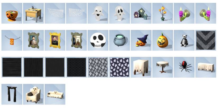 all items added to the sims 4 build mode with the spooky stuff stuff pack