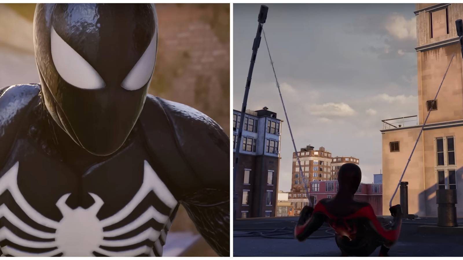 Peter in symbiote suit & Miles Morales