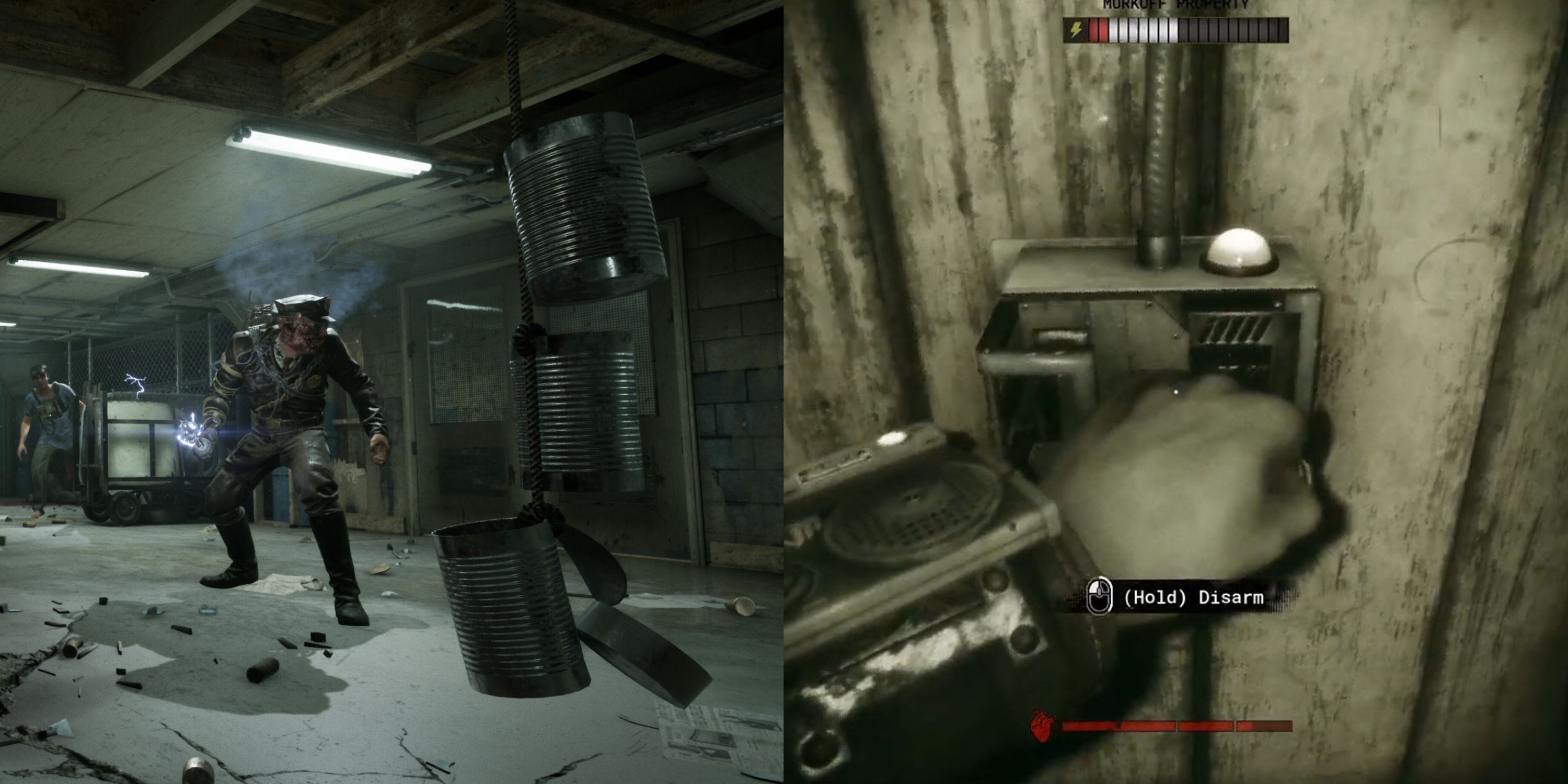 There are several traps littered across the map, avoid the hanging can traps and disarm the door traps when possible.