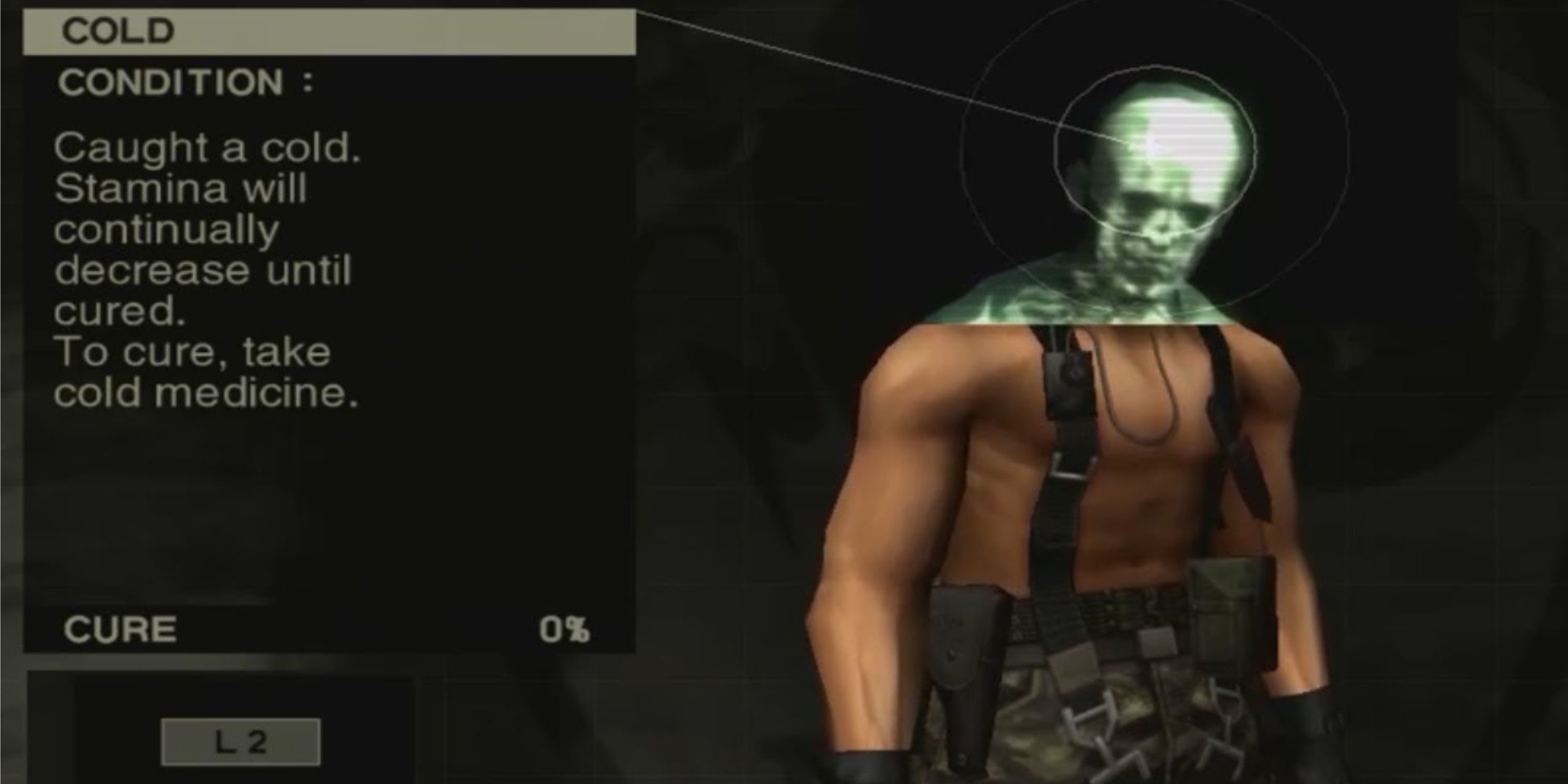 cure screen in Metal Gear Solid 3: Snake Eater