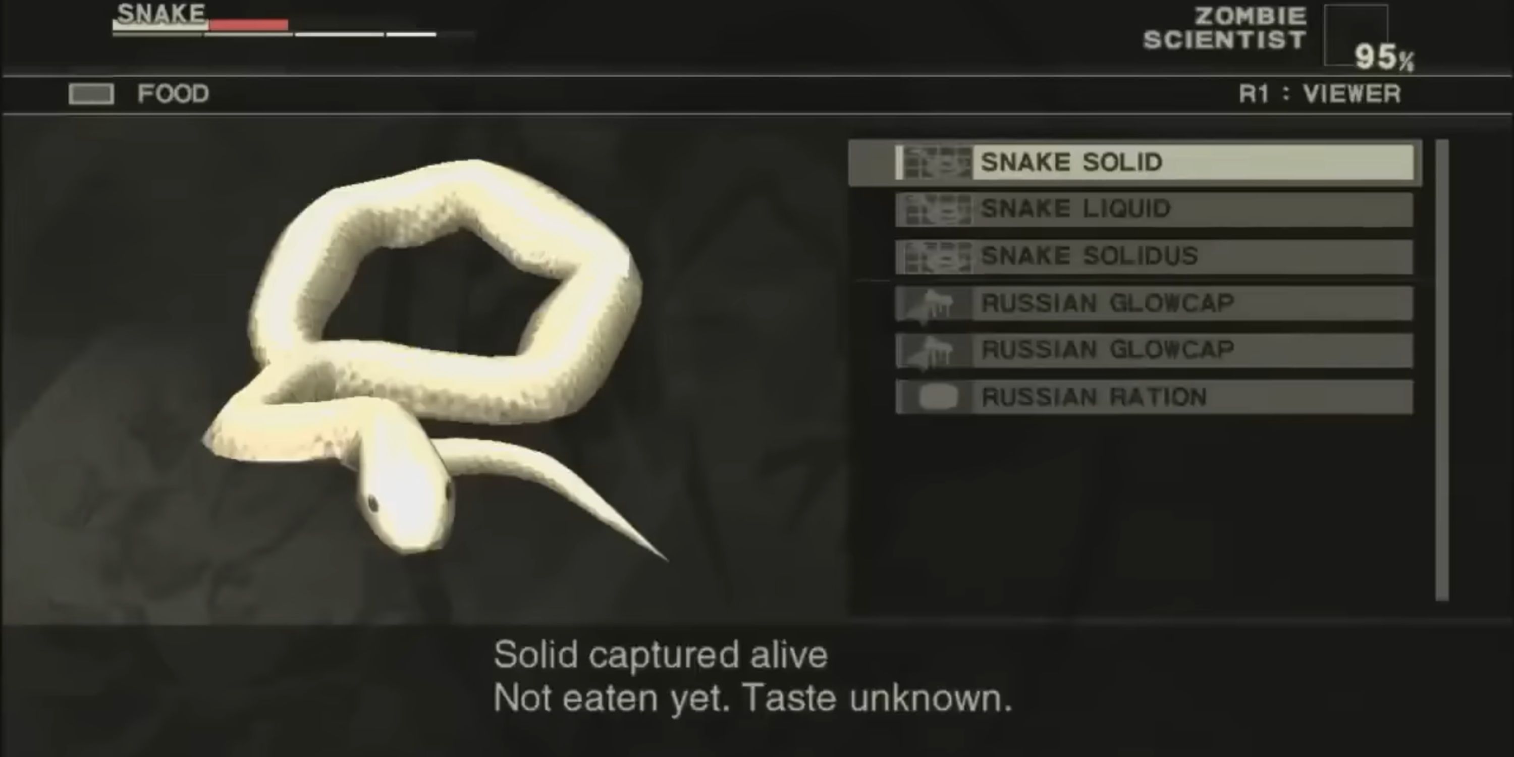 snake capturing solid snake food screen