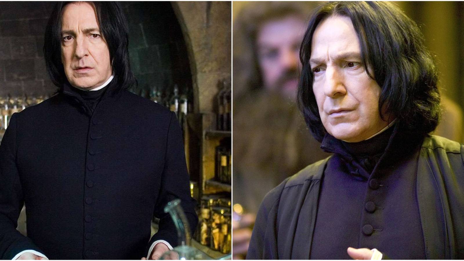 Split image of Severus Snape in Harry Potter.