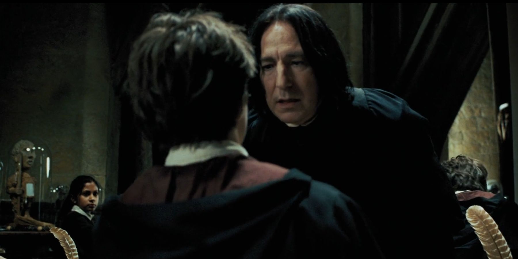 Professor Severus Snape rebukes Harry in Harry Potter and the Prisoner of Azkaban.